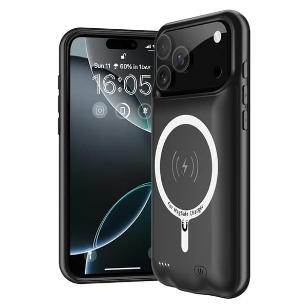 For iPhone 17 Pro Max 6000mAh oppladbart batterideksel Ladetui Powerbank Transparent