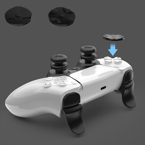 Til Playstation 5 PS5 Controller Tommelfingergreb Sticks L2 R2 Trigger Extender + D - pad - knapsæt Black