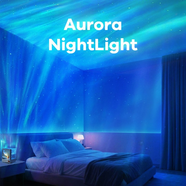 Starry Sky Choice Aurora projeksjonslys drømmeatmosfærelampe Bluetooth-høyttaler White