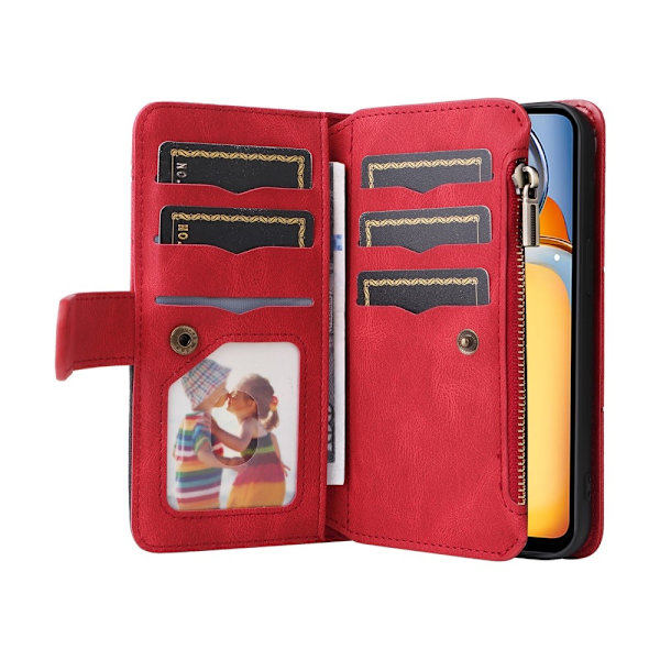 KT lompakkokotelo Xiaomi Redmi 13C:lle - Punamusta Red