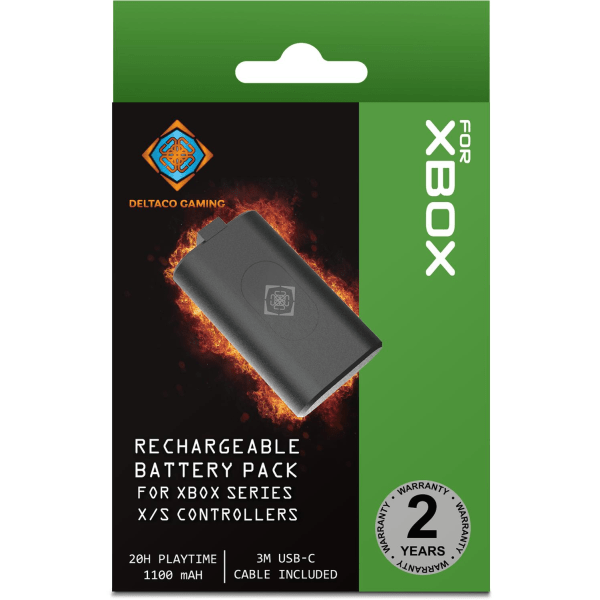 DELTACO GAMING Uppladdningsbart batteri för Xbox X/S kontroller Svart