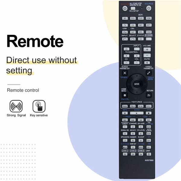 Fjernkontroll Utskiftning for AXD7668 for Pioneer AV-receiver Stereo System Black