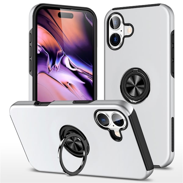 For iPhone 17 Hybrid-deksel med Fingerring Silver