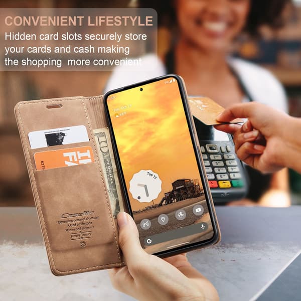 CASEME För Google Pixel 10 Pro / Pixel 10 Fodral Stativ Telefonfodral Brun