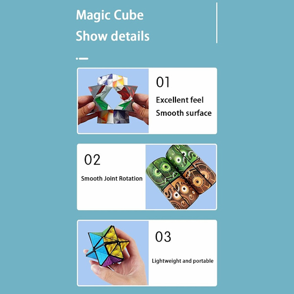 Fidget 6x6x6cm 3D Magnetic Cube Changing Magic Cube Puslespil Multicolor