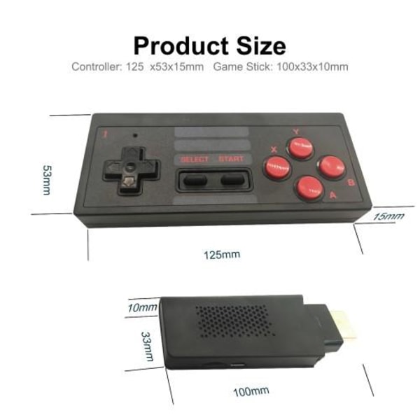 Classic Game Box 8-bittinen viihdejärjestelmä TV-pelikonsoli (si Black