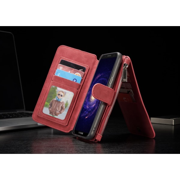 CASEME Samsung Galaxy S8 Plus Retro Læder Pung Etui Rød Red