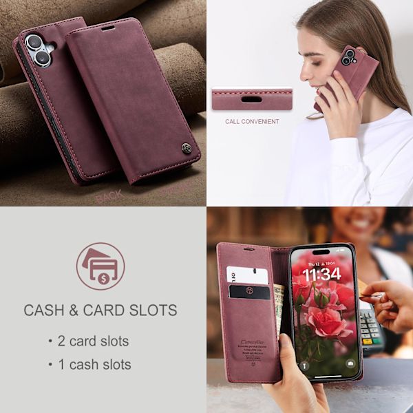 CASEME Retro tegnebog taske til iPhone 17 Red