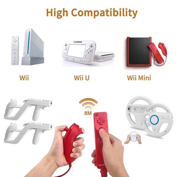 Wii trådløst GamePad fjernbetjeningssæt RØD Red
