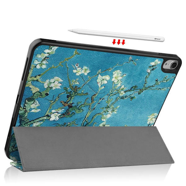 Apple iPad Air (2020) (2022) Slim fit tri-fold fodral - Tree with Flowers multifärg