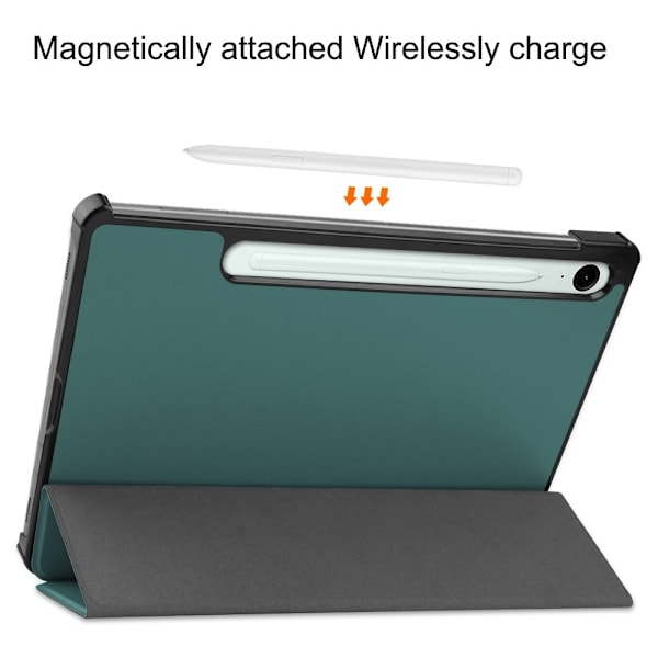 Tri-fold Smart-etui med stativ for Samsung Galaxy Tab S9 FE Green