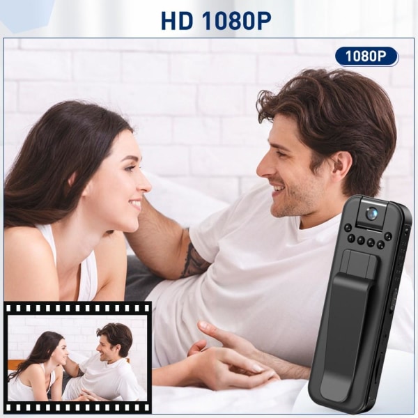 Bärbar 1080P HD Kamera Infraröd vidvinkel videokamera Övervaka Svart