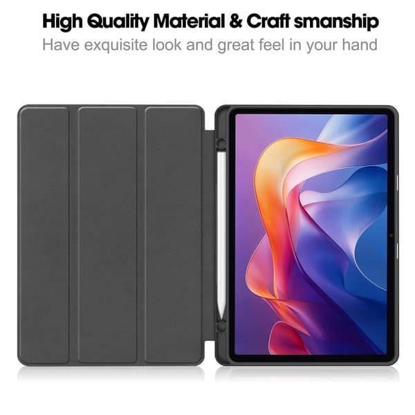 För Xiaomi Redmi Pad 2 Ställfodral Stötsäker Surfplattefodral med Pennfack Svart