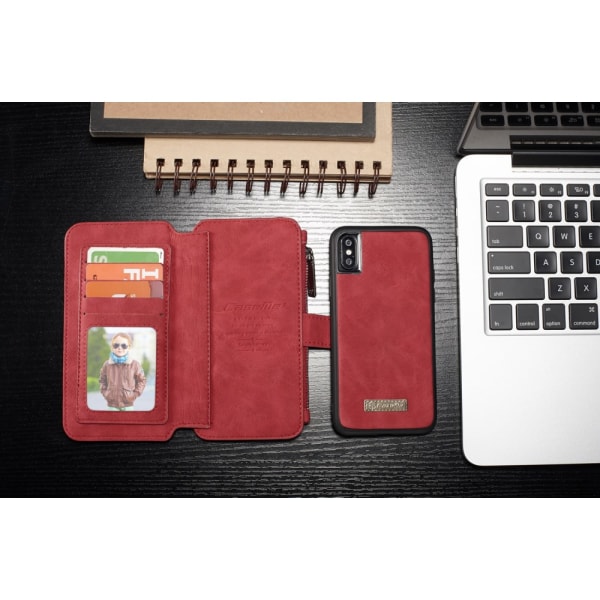 CASEME iPhone X Retro läder plånboksfodral - Röd Röd