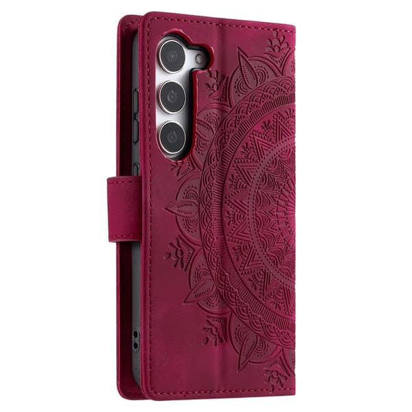 Til Samsung Galaxy S26 tegnebogscover Cover Shell Mandala Blomstermønster Red