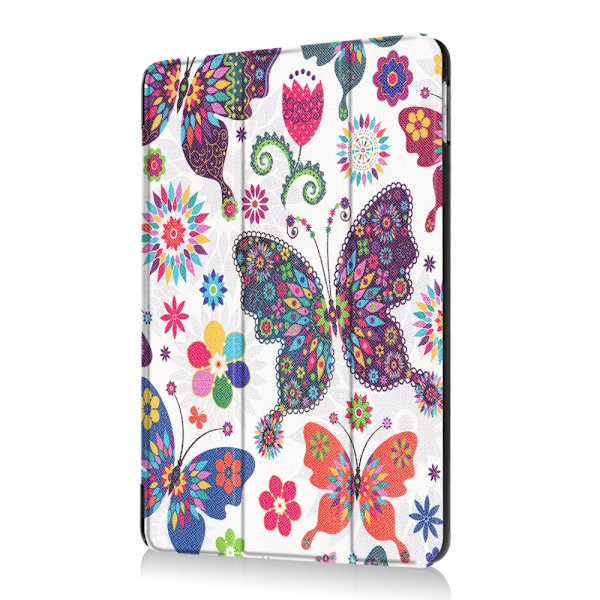 iPad 9.7" (2017 / 2018) Slim fit tri-fold fodral - Butterflies Svart