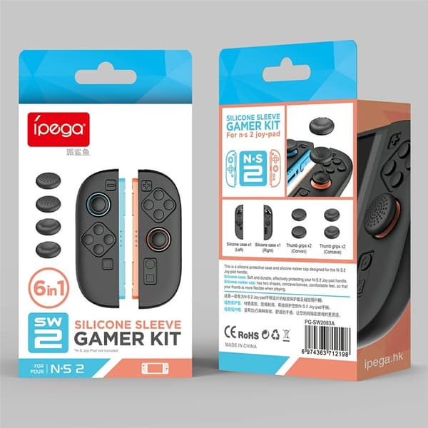 1 pari yhteensopivaa Nintendo Switch 2 -koteloa, jossa 4 suojusta, musta Black