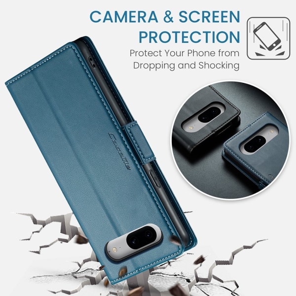 CASEME Retro Lompakkokotelo Pixel 8 Blue