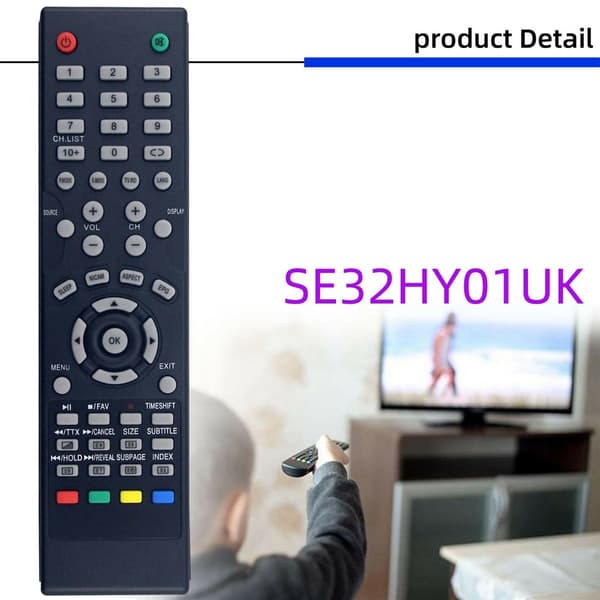 Fjernkontrollerstatning for SE32HY01UK for SEIKI TV Black