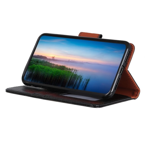 Nappa-teksturert delt lommebok-stativdeksel for Motorola Moto G14 Black