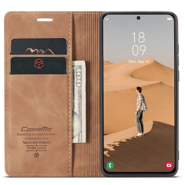 CASEME Retro Lompakkokotelo Samsung Galaxy S22 - Ruskea Brown