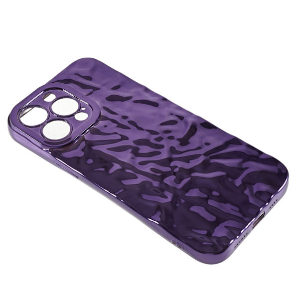 TPU-etui for iPhone 15 Pro Max med elektroplettering, rynket og ujevn overflate Purple