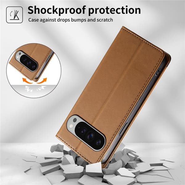 DIERFENG Lommebokdeksel med Hjørnelogo til Google Pixel 11 Pro XL Brown