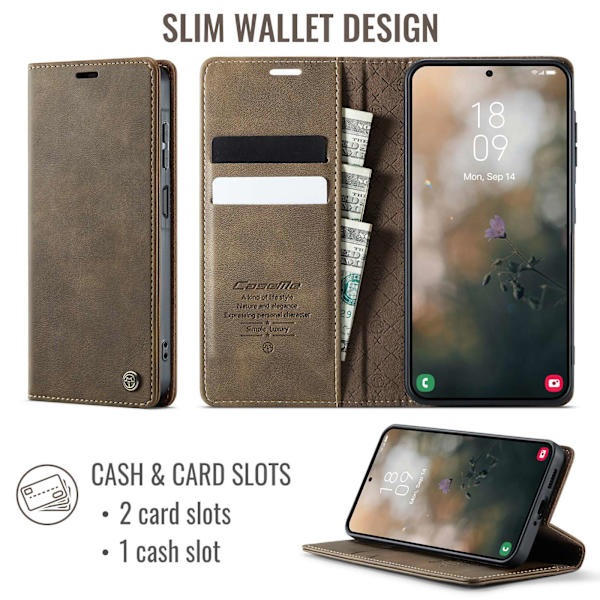 Til Samsung Galaxy A37 5G CASEME Pungetui Brown