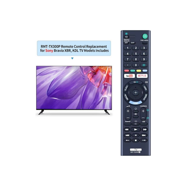 Fjernkontrollerstatning for RMT-TX300P For Sony TV Black