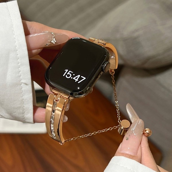 Armband För Watch Series 9 8 7 41mm 6 5 4 SE 40mm 3 2 1 38mm - Rose Gold Rosa guld