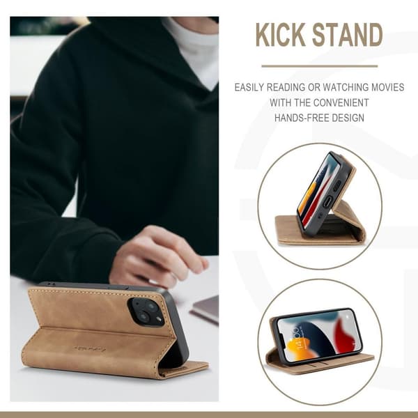 CASEME Retro Lommebok Etui for iPhone 13 - Brun Brown