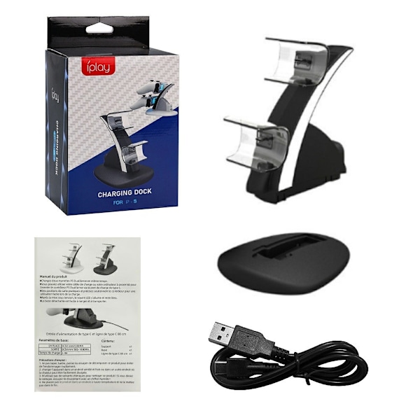 Ladestasjon & Oppbevaringsstativ for Sony PlayStation 5 Kontrollere Black