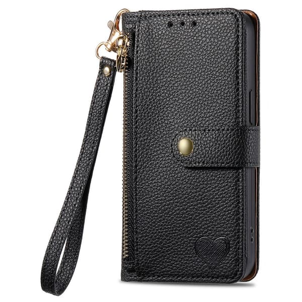 For iPhone Air Deksel RFID-blokkering Glidelåslomme Lommebokdeksel med Stropp Black