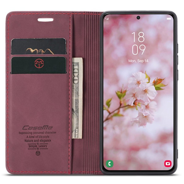 CASEME Retro Wallet Case for Samsung Galaxy S22 - Red Red