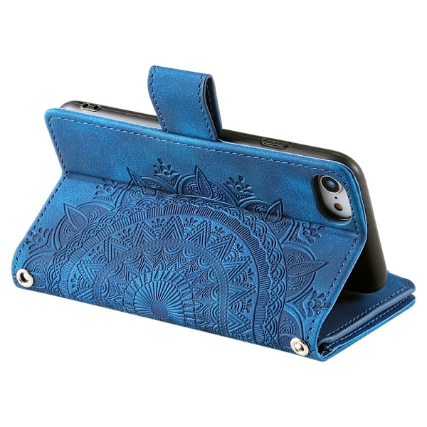 Til iPhone 17e / 16e tegnebogscover Cover Shell Mandala Blomstermønster Blue