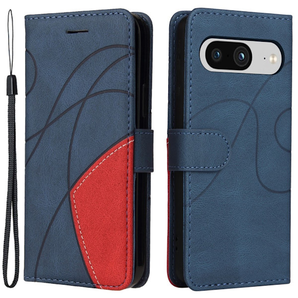 Google Pixel 8 KT Series-1 Kahden Värin Kotelo Remmillä Blue