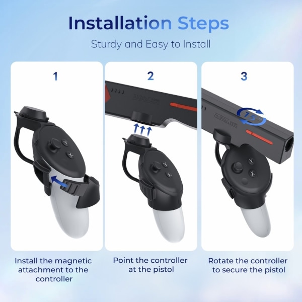 DEVASO For Meta Quest 3 VR Gaming Pistol Skytespillhåndtak Black