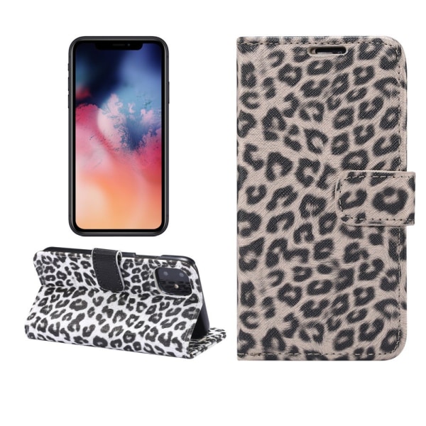Leopard Pattern Wallet matkapuhelimen suojus iPhone 11 - ruskea Brown
