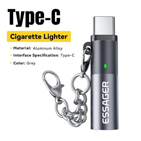 ESSAGER USB-C-tupakansytytin, automaattinen sammutus Silver