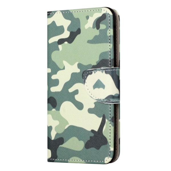 Til iPhone 15 Plus Wallet Stand Case Telefoncover - Camouflage Green