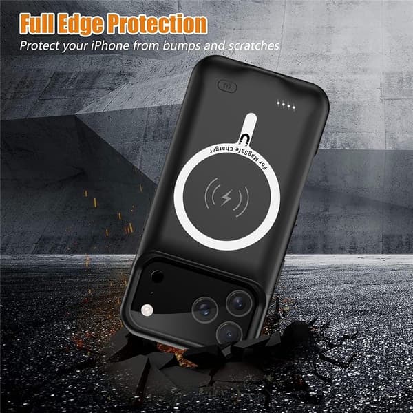 For iPhone 17 Pro 6000mAh oppladbart batterideksel Ladetui Powerbank Transparent
