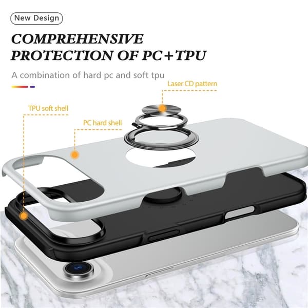 For iPhone Air Hybrid-deksel med Fingerring Silver