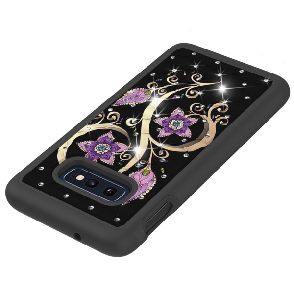 Samsung Galaxy S10e Pattern PC TPU -puhelimen kuori - Vivid Flower Black