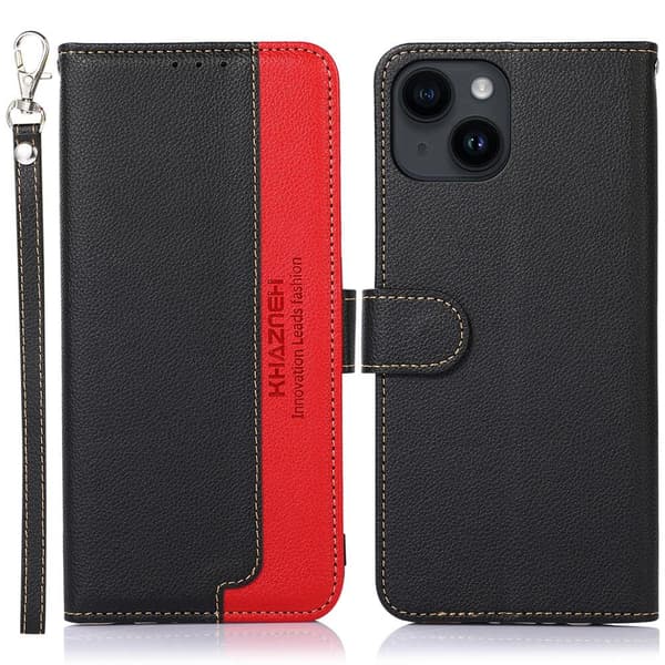 KHAZNEH puhelimen kansi iPhone 15 Plus - musta/punainen Black