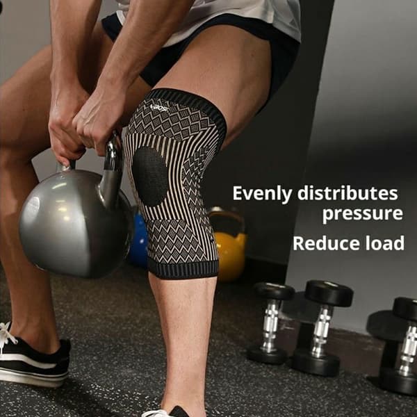 VBOSI 1 st. Elastisk stabilt Stöd för knä Knästöd Knäskydd Patella Värme - M Brun