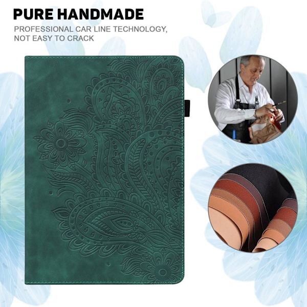 Til iPad 10.9 (2022) Tabletetui Cover Blomsterprægning - Grøn Green