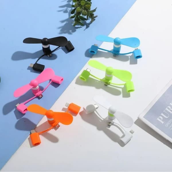 Vifte Kjølevifte Micro USB USB-C Lightning Mini Vifte Bærbar Smarttelefon Bærbar PC Black
