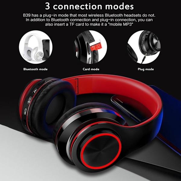 Langattomat Hifi-korvakuulokkeet Bluetooth-kuulokkeet - Punainen+musta Red