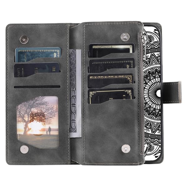 For Google Pixel 10 Pro XL  Lommebok Deksel Shell Mandala Blomstermønster Grey