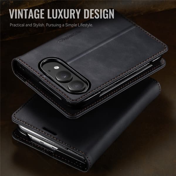 CASEME Telefonpungcover med kalveskindstekstur til iPhone Duo Black